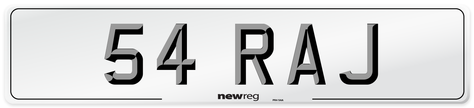 54 RAJ Number Plate from New Reg